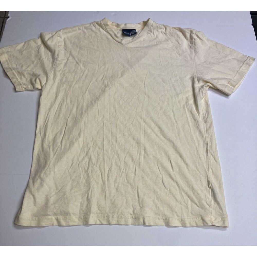Basic Editions Men's XL Beige Solid V-Neck Short Sleeve Cotton Knit T-Shirt